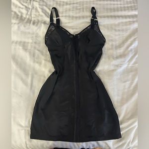SATIN SILK CORSET LACE BLACK DRESS